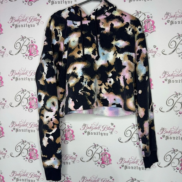 wild fable Tops - Wild fable sweater hoodie pull over crop tie dye camo pastel cotton candy fleece